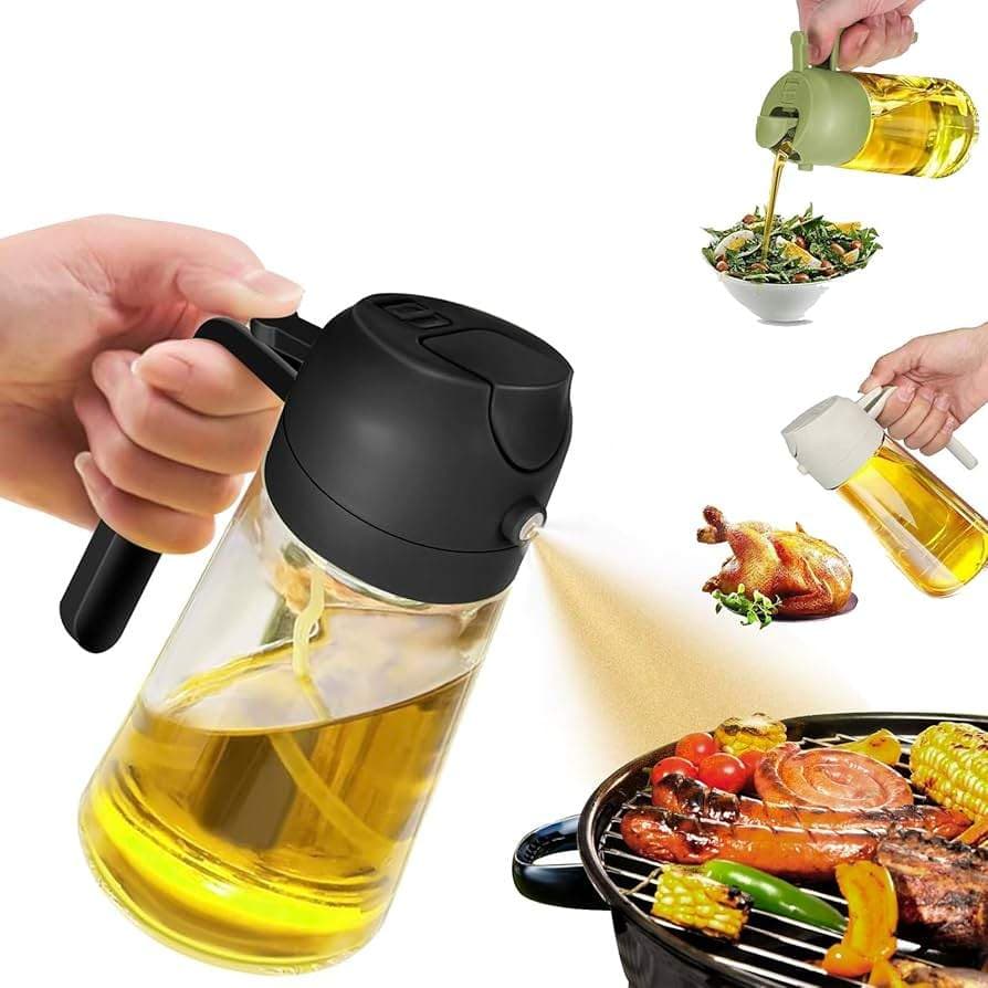 2 in 1 Oil Sprayer and Oil Dispenser Bottle (গ্লাস বডি) 🔥
