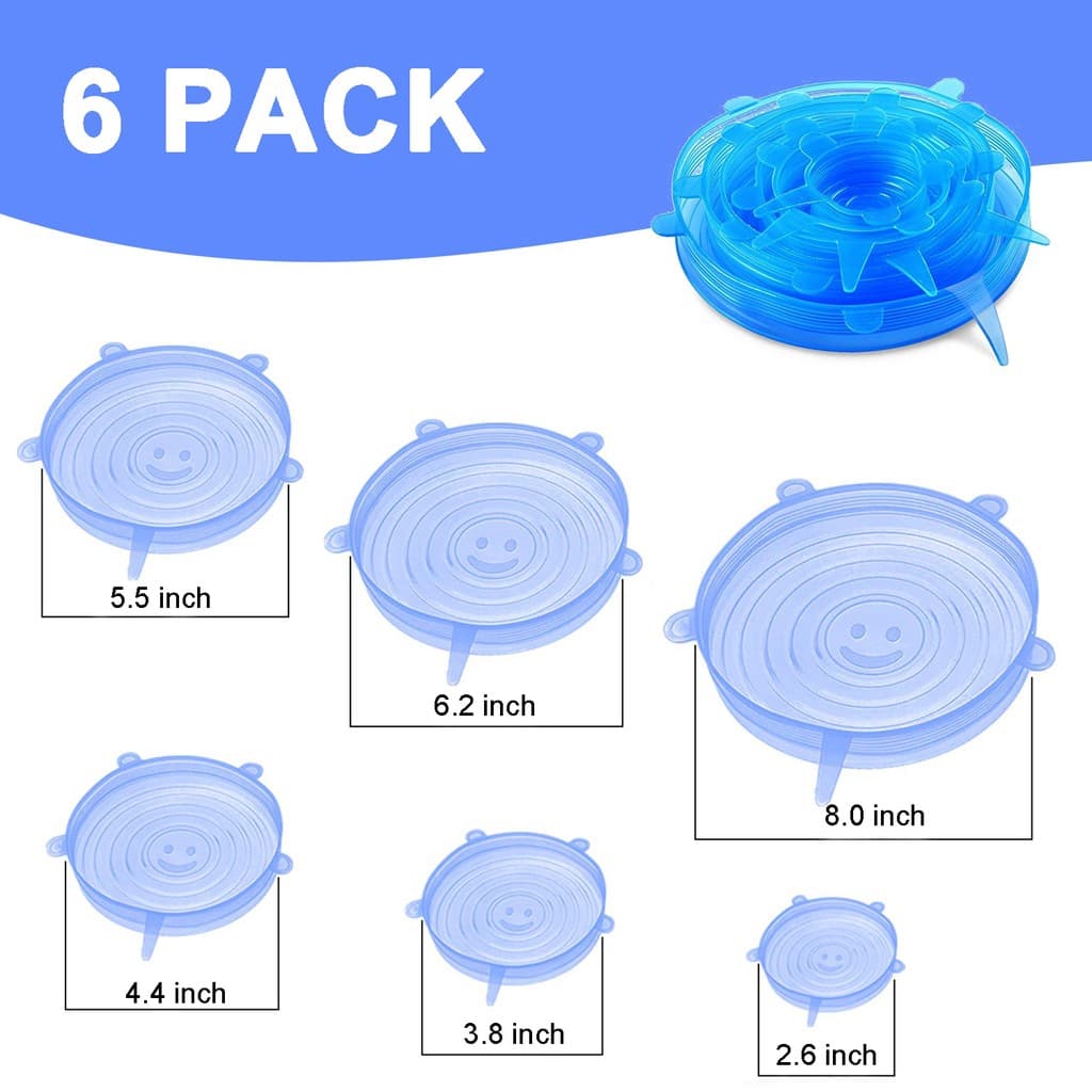 6 Pcs Silicone Lids Reusable Storage Bowl Cover