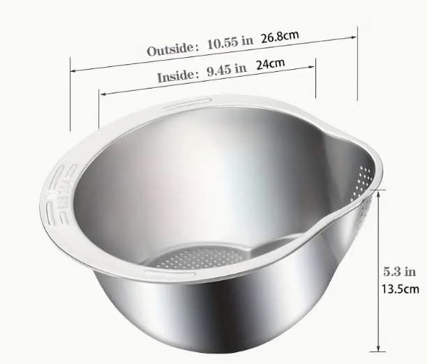 Stainless Steel Rice Washer Strainer Bowl