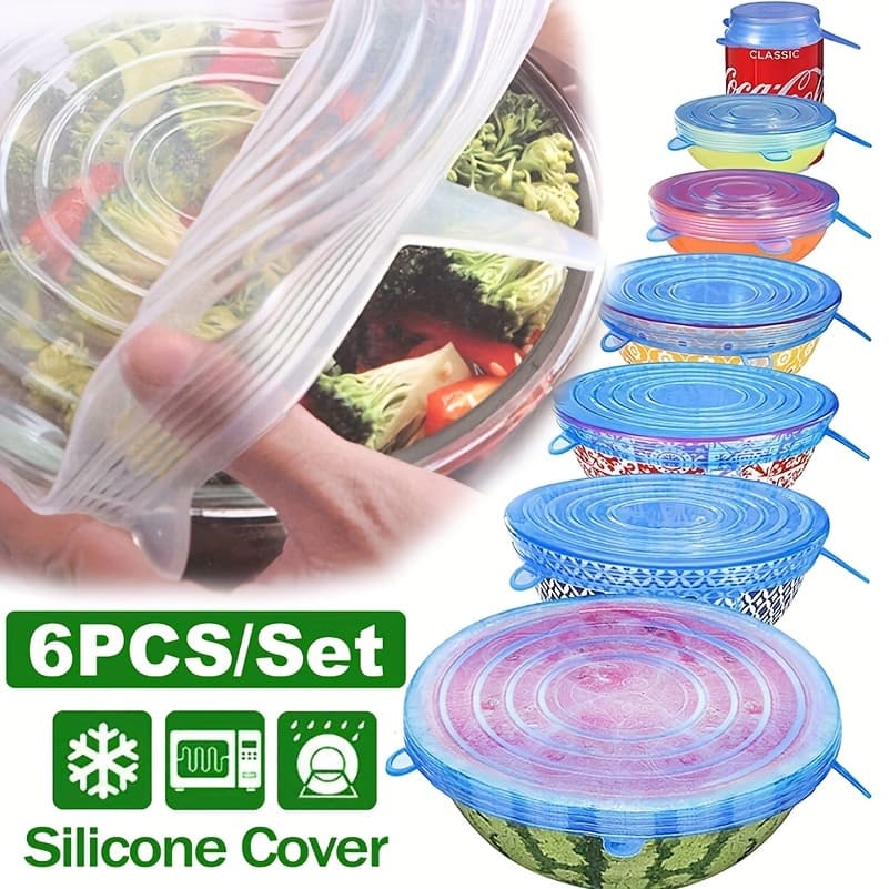 6 Pcs Silicone Lids Reusable Storage Bowl Cover