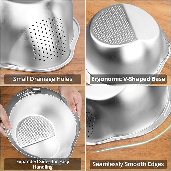 Stainless Steel Rice Washer Strainer Bowl