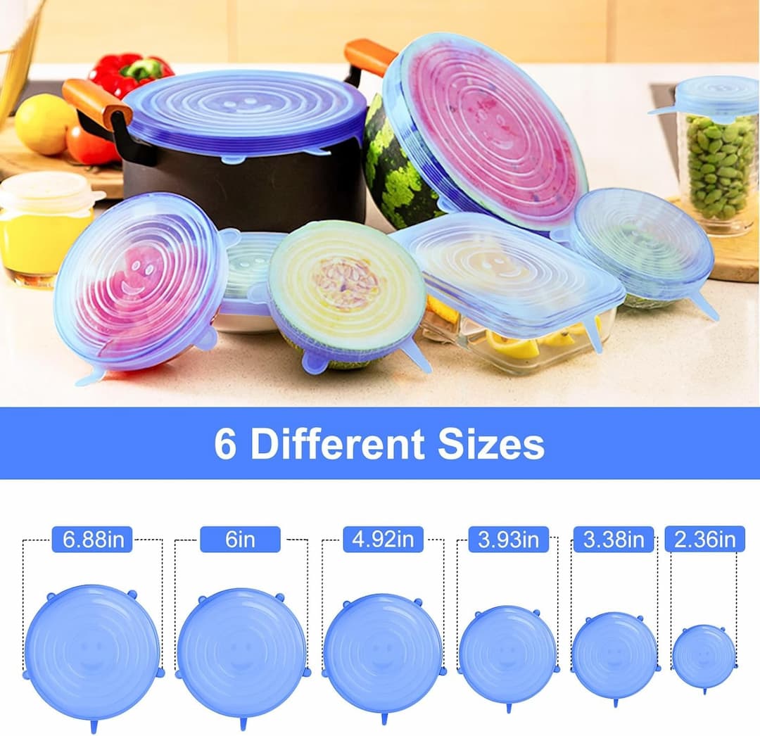 6 Pcs Silicone Lids Reusable Storage Bowl Cover