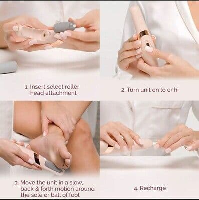 Flawless Pedi Electronic Pedicure Tool with Two Roller Heads